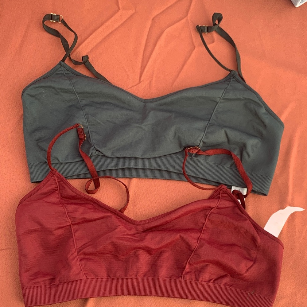 Avocado Gray and Red Bralette Set